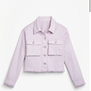 NWOT Evsie Kids Light Purple Cropped Denim Jacket Sold At Maurices Large 11-12